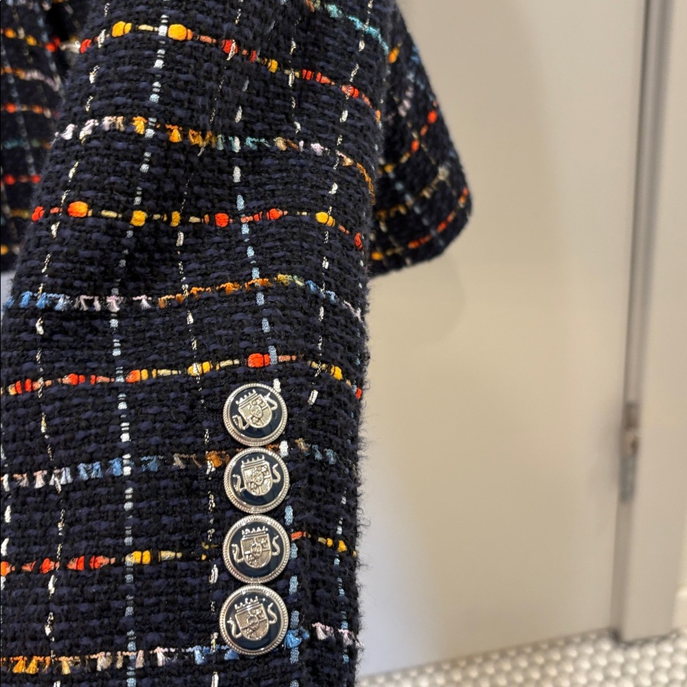 Veronica Beard Black Tweed Multicolor Plaid Jacket - Picture 3 of 3